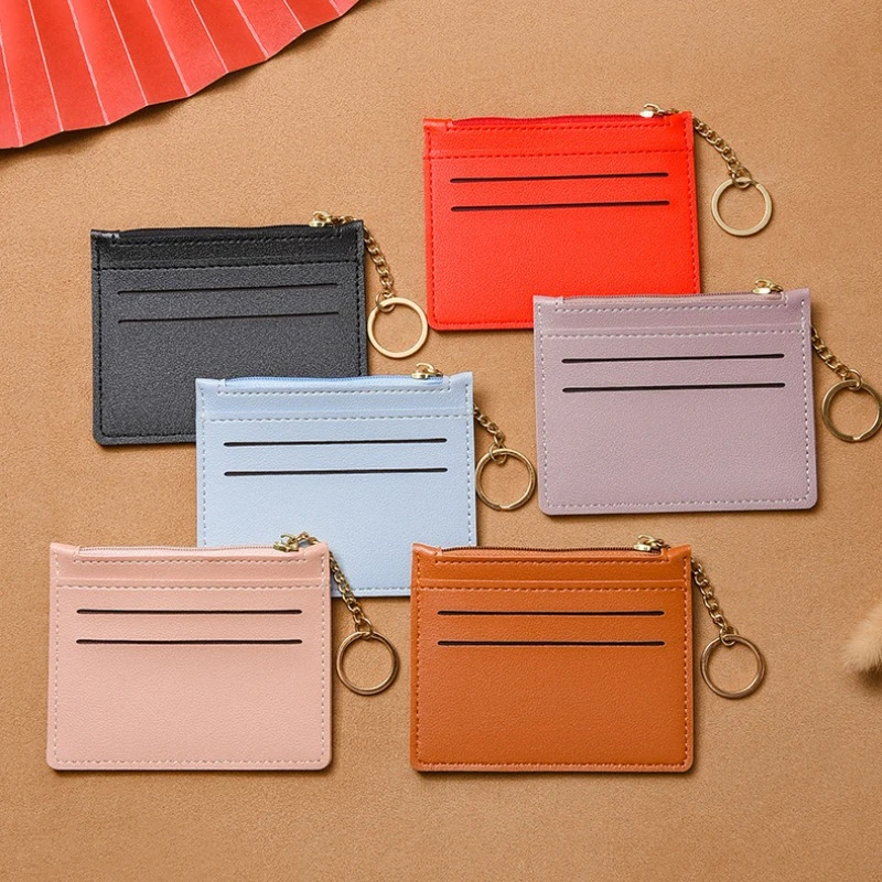 Mini Credit Card Wallet Id Card Holder Women's Men's Small Wallet Thin Sleeve Zipper Short Coin Wallet