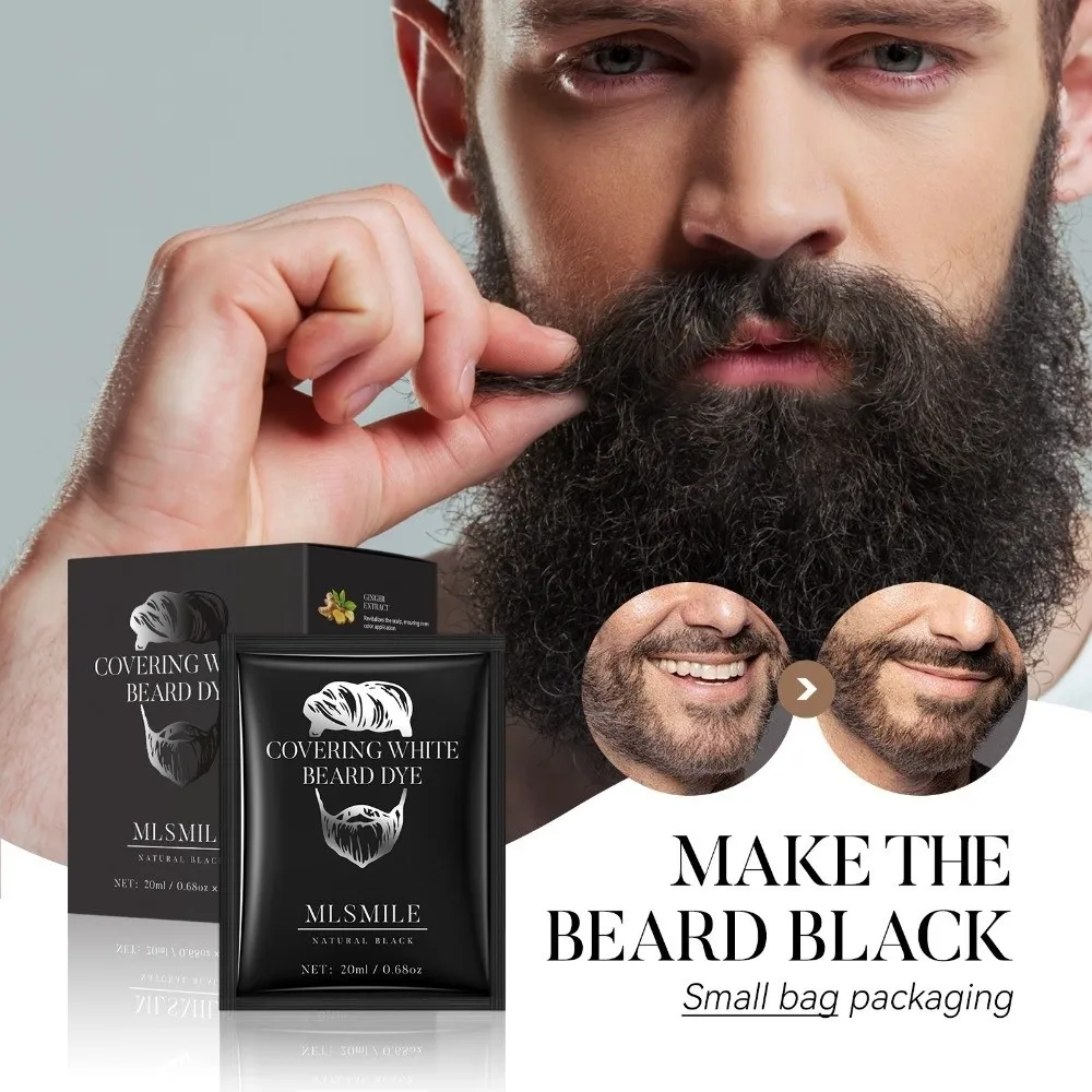 

10pcs/Box Beard Tint Instant Blackening Men's Beard Dye Color Tint Nature Beard Dye Cream DIY Coloring Facial Hair Color Men
