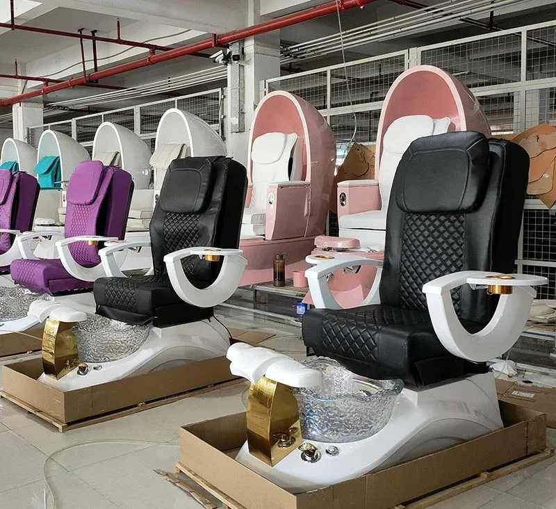 New Design Luxury Shiatsu Massage Chair Popular Pink Pedicure Chairs Foot Spa Nail Chair Salon Furniture With Massage