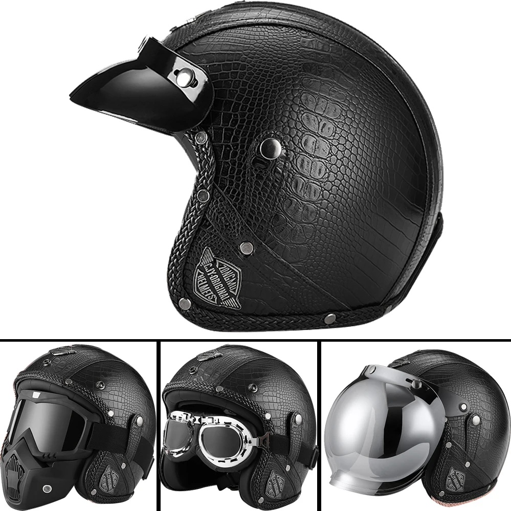 

Retro 3/4 Open Face Helmet Vintage Jet Safety Riding Casque Moto Sun Glasses Cafe Racer Helmet Dot Approved Cascos Para Moto