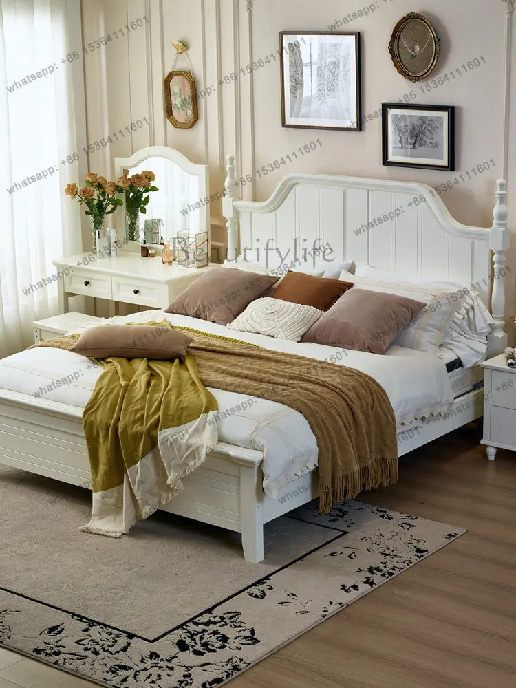 Modern simple Nordic white cream wind man 1.8 meters double bed box