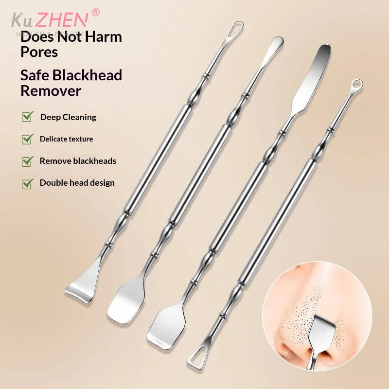 Stainless General Double Head Blackhead Cleaning Scraper Blackhead Remover Blemish Extractor Tool Face Pimple Comedone Removal