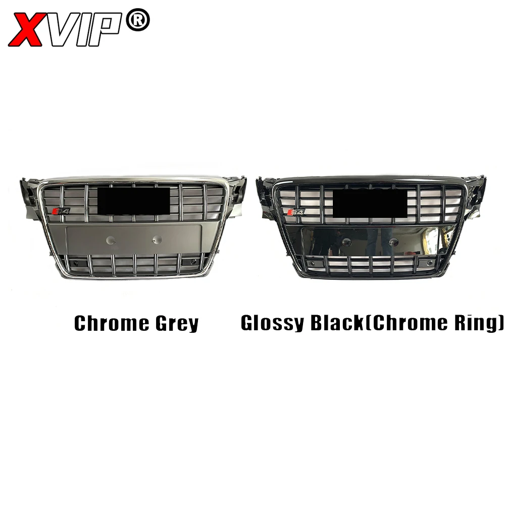 XVIP S4 Style Chrome Grey And Black Front Bumper Grille For Audi A4 B8 2009-2012 To S4 Style High Quality Grilles Upper Grille