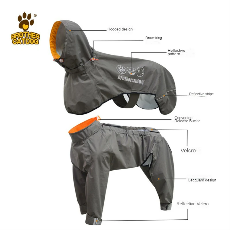 Adjustable Dogs Raincoat, Dog Clothes, Large Dogs, Waterproof, Full Coverage, Cape, Overalls, Rain, Winter