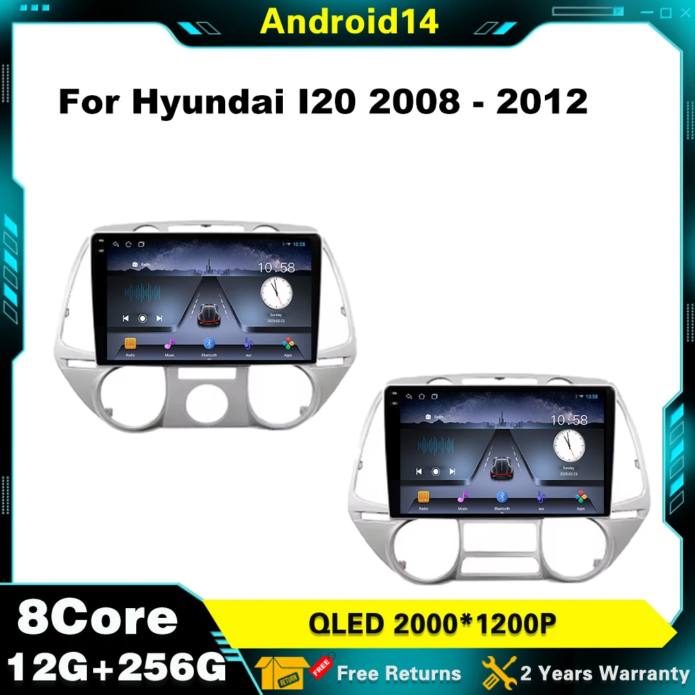 

Car Radio For Hyundai I20 2008 - 2012 2 din Android 14 Auto Multimedia GPS wifi Navigation 2Din Carplay Stereo dvd Player