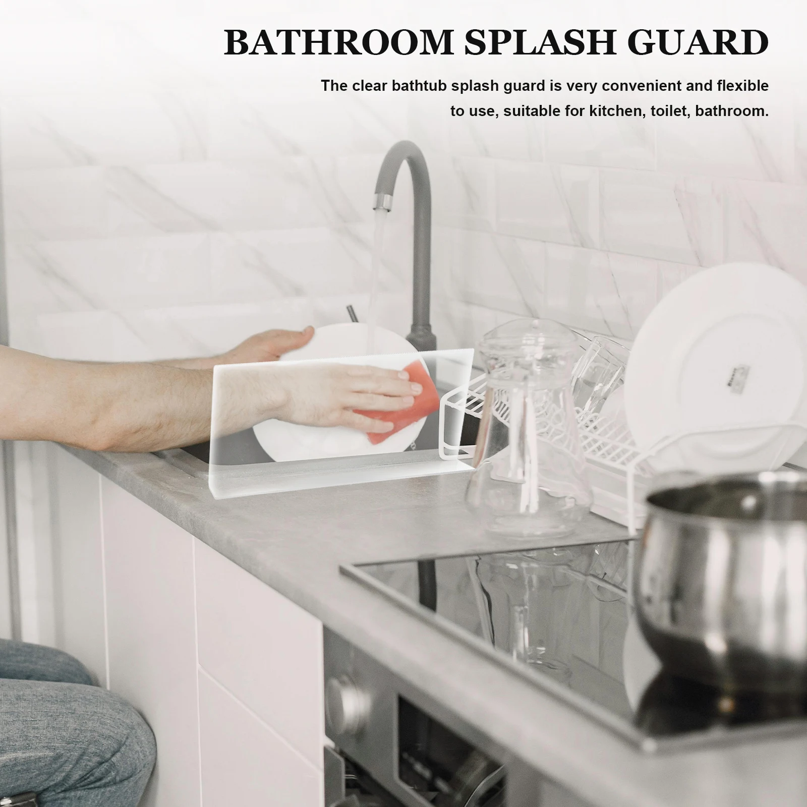 

4Pcs Bathtub Corner Splash Guard Clear PVC Bathroom Sink Shower Splash Guards Water Barrier Shower Splashing Guard