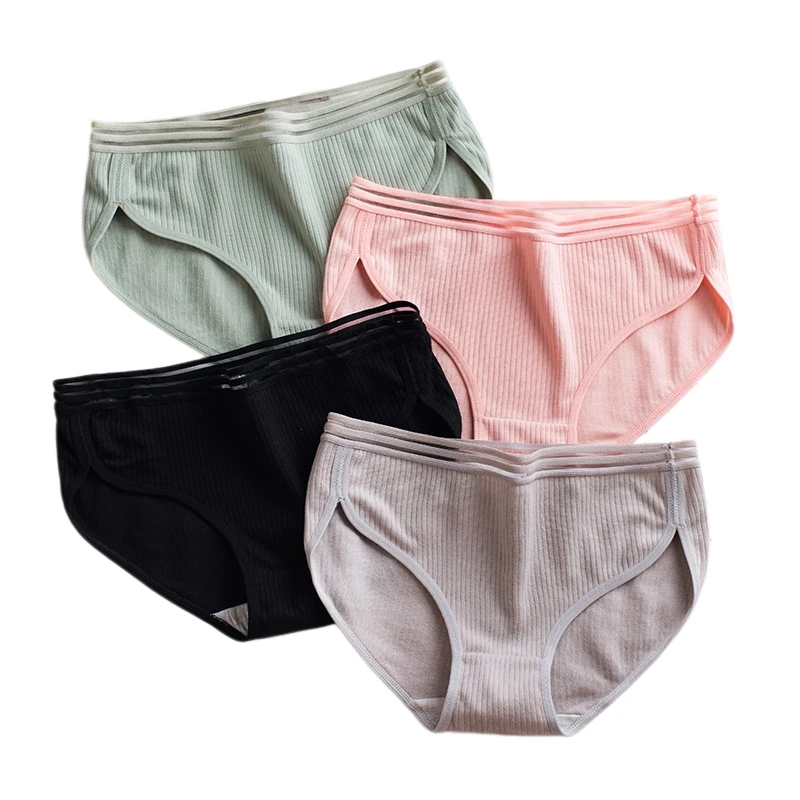 Cotton Women's Knickers Seamless Middle Waist Cute Girls Underpants Comfortable Threaded Hollow out Sexy Lady Briefs