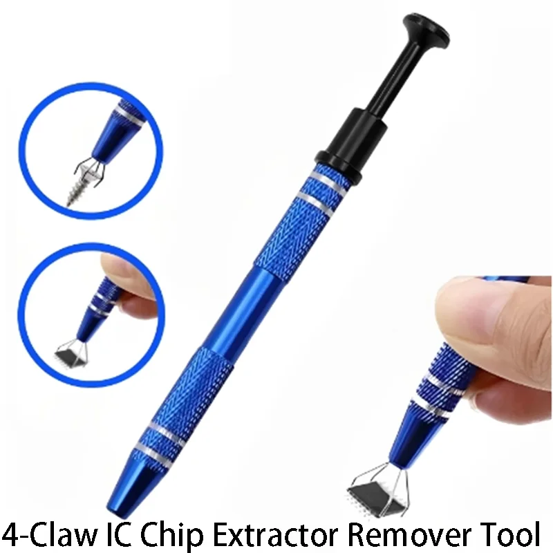 4-Claw IC Chip Extractor Remover Tool Precision Parts Extractor Component Parts Pick Up Tool Tweezers Repairing Pen Hand Tools