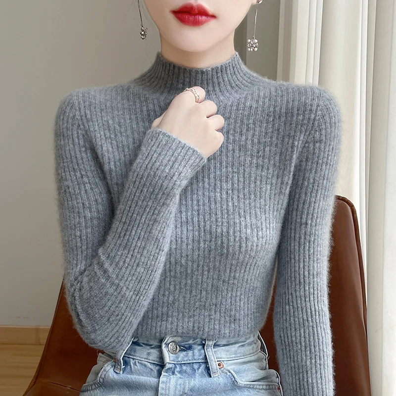 Cashmere sweater Women Half Turtleneck Sweater Knitted Soft Pullovers Cashmere Jumpers Basic Soft Sweaters Women 2024 Autumn Win