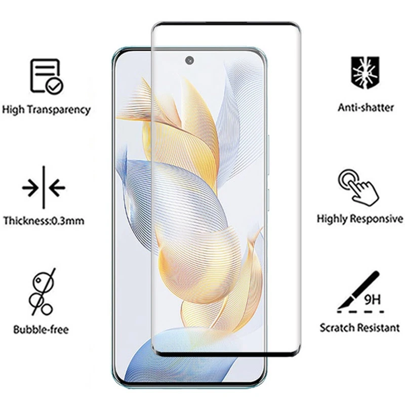 3PCS Tempered Glass For Honor 90/90 Pro Full Cover Screen Protector for Huawei Honor X9 Pro 8S X6 X7 X8 Protective Glass