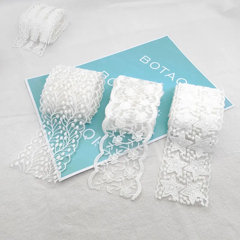 1 Meter Lace Trim Ribbon Milk Silk Vintage White Fabric Lace Wedding Decor Headgear DIY Fabric For Sewing Craft Supplies