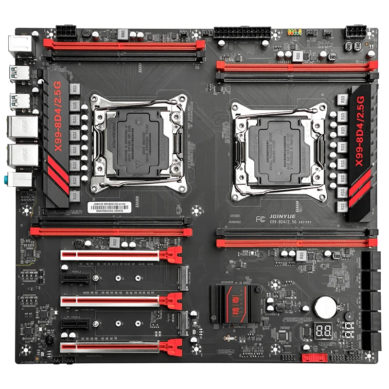 JGINYUE X99 8D4 2.5G V2.21 LGA2011-3 XEON Motherboard For Intel Dual CPU E5 26XX V3/V4 DDR4 ECC RAM Workstation Multi-instancing