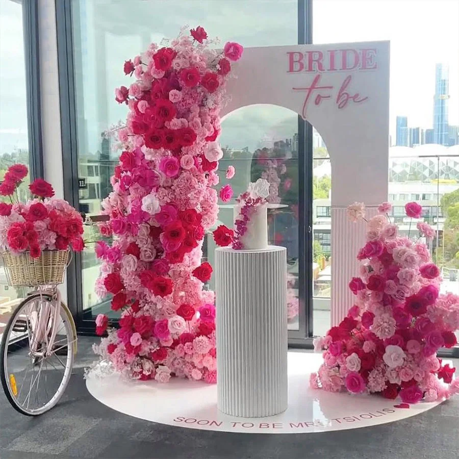 

Wedding background wall decoration artificial flowers proposal birthday party flower row acrylic plate arch flower