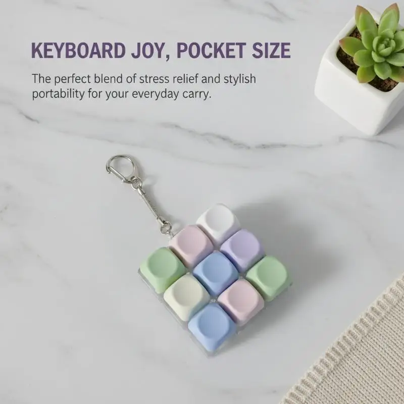 Latest 1/2/3/4/9 Key Keyboard Key Toy Button Keycap  Keychain Finger Keyring Decompression Toy Stress Relief Pass Time For Adult