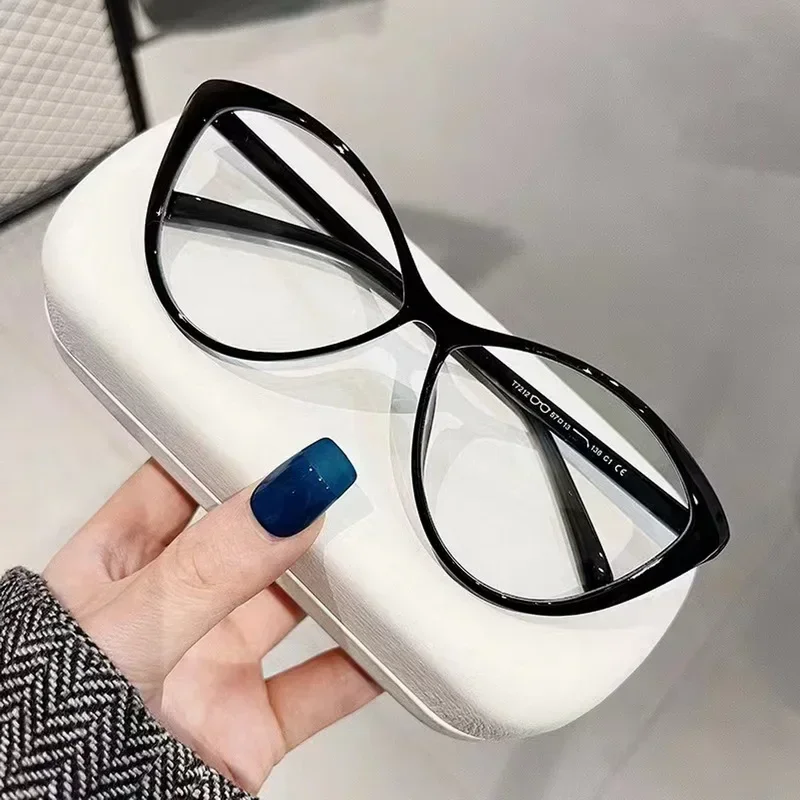 Cat Eye Glasses Women Eyeglasses For Nearsightedness Anti Blue Light Myopia Unique Triangle  Frame -0-4.0