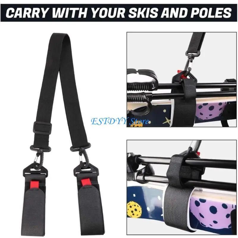 G6DE Ski Strap Ski Strap Shoulder Adjustable Ski Rod Transport Handle Adjustable Shoulder Lash Handle Straps