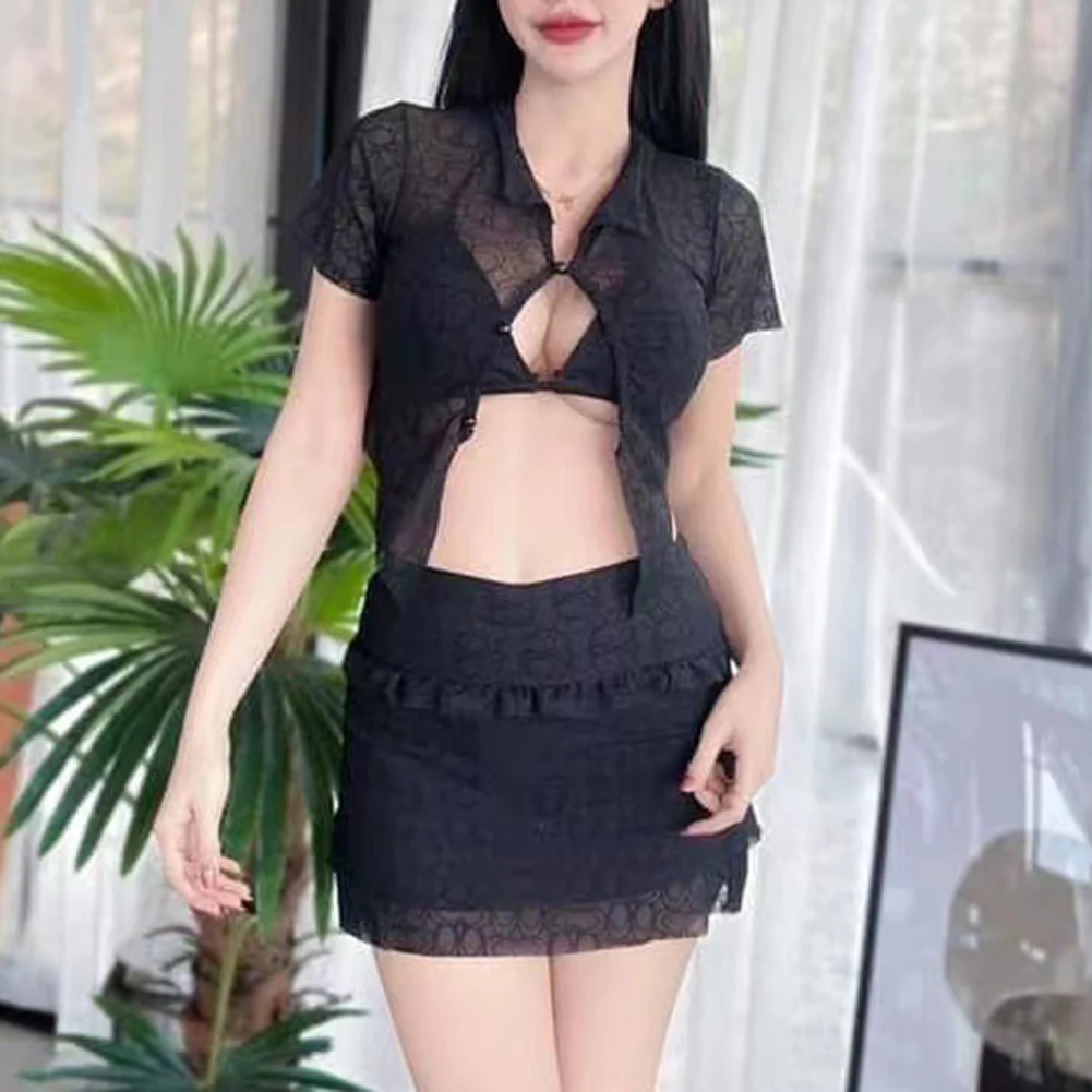 Damskie 3-częściowe stroje kąpielowe Jednolity kolor Wygodny strój kąpielowy Koreański Zakryj brzuch Konserwatywnie Lekkie rozciągliwe bikini Moda