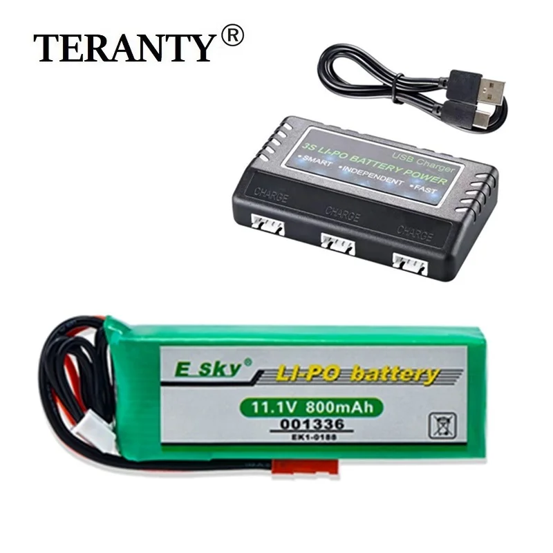 11.1V 800mAh Li-Po Battery and charger for Esky EK1-0188 001336 Big LAMA E020/E515A Helicopter for Model airplane