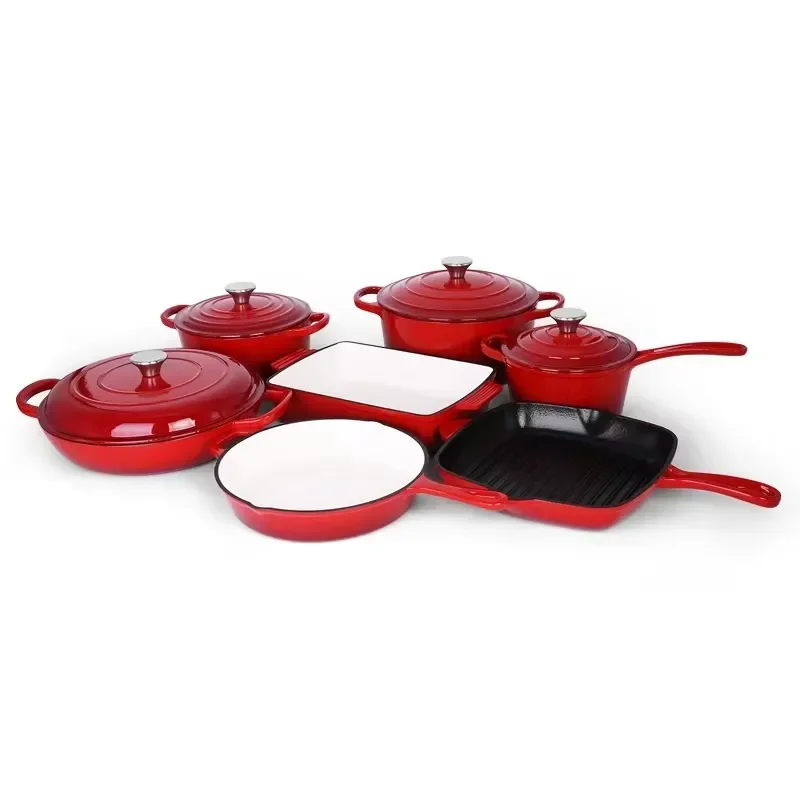 Cast iron cookware set Enamel coated non-stick cooking pot Kitchen cookware set Soup high-end kitchen utensils Dutch oven set