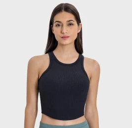 Atasan Tank top wanita, rompi Sporty atasan dasar elastis musim panas untuk perempuan