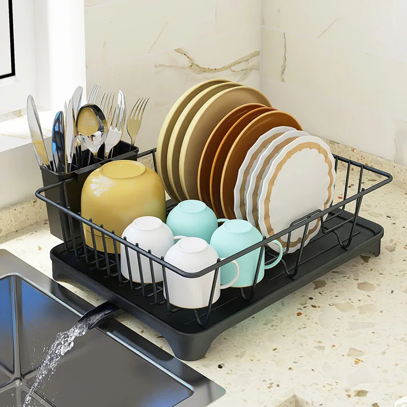 Kitchen sink countertop drain bowl drain basket and dish and chopstick storage and storage rack