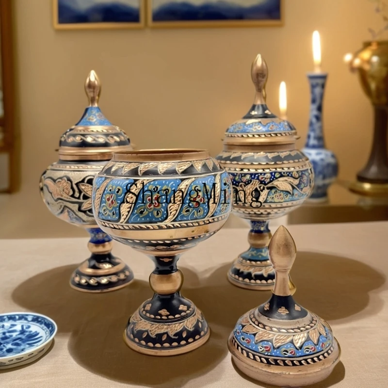 SM new high-end pure handmade copper enamel enamel fruit plate practical decorative ornament