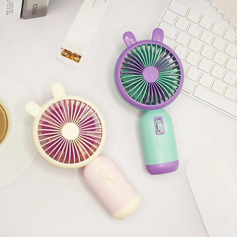 Ручной вентилятор с USB-зарядкой и сильным ветром, портативный портативный маленький вентилятор для студентов, мини-электрический вентилятор с 7 лопастями из мультфильма