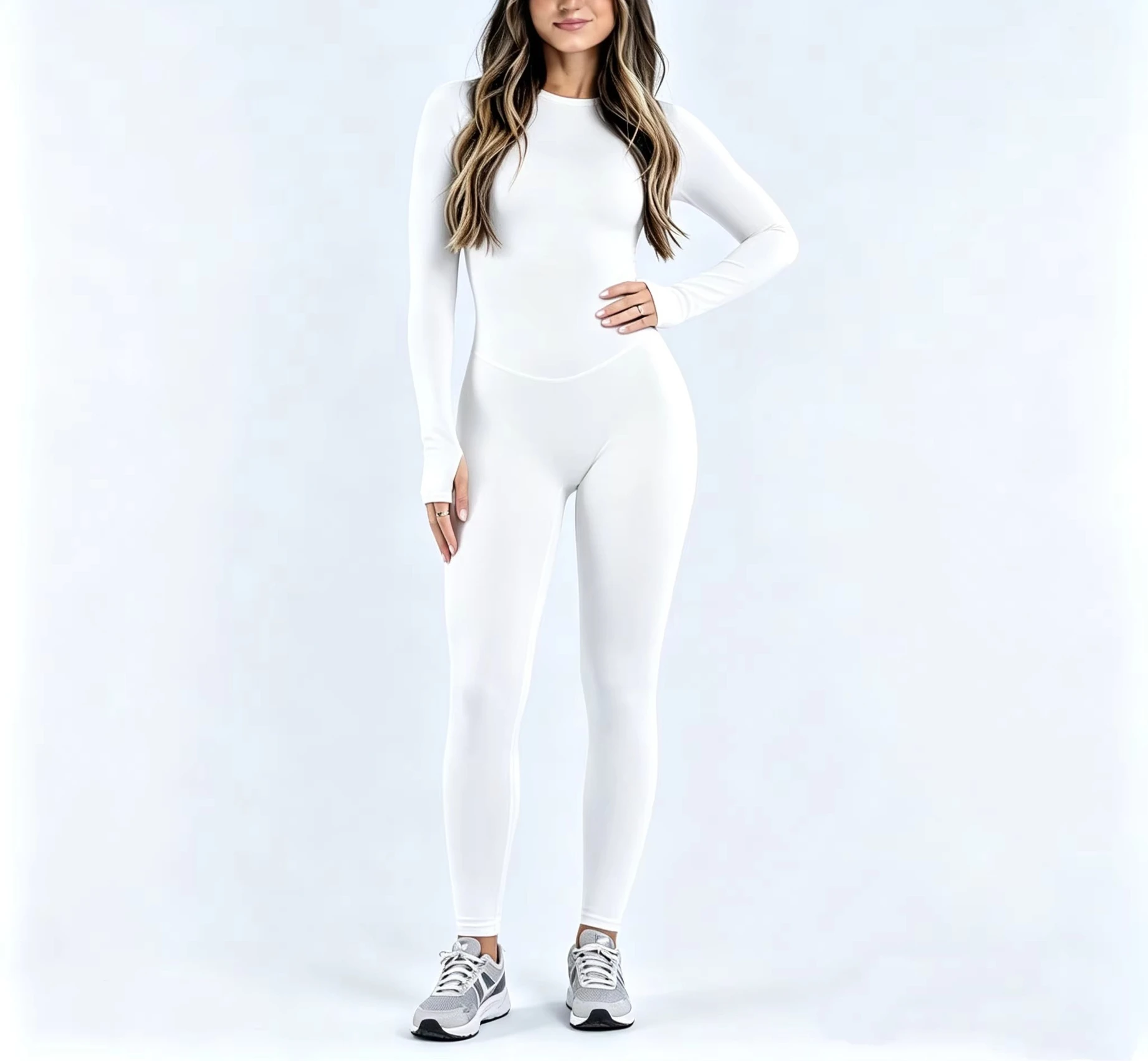 Impact Langarm-Hose Einteiler-Jumpsuit für Damen Rückenfrei Schlanke Passform Elastische Bauchkontrolle Yoga Fitness Sport Workout Bodysuit – Detail 11