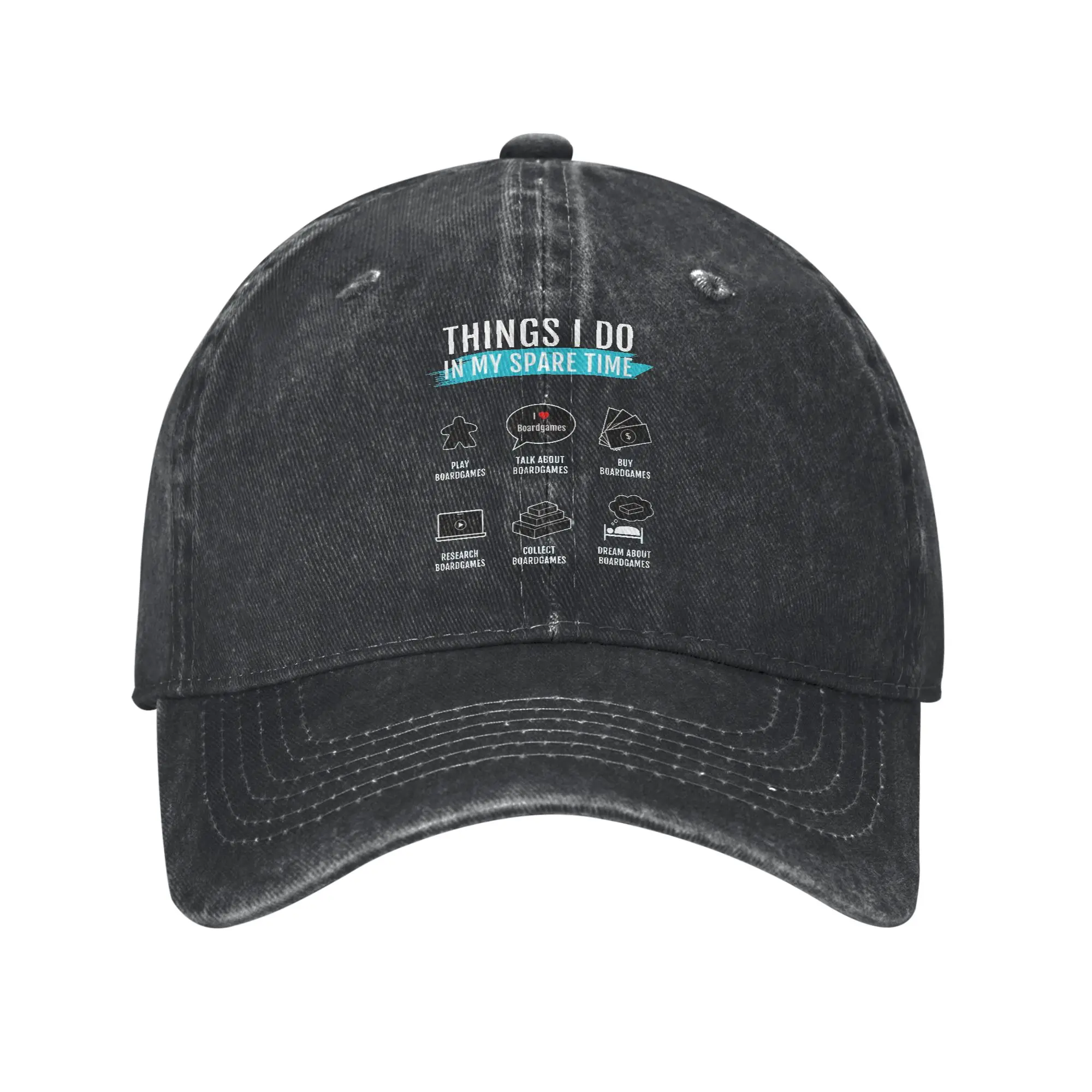 Things I Do In My Spare Time Board Games Baseball Cap Vintage Distressed Denim  Headwear Unisex Outdoor Summer Gift Caps Hat