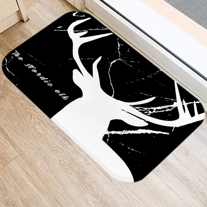 Geometric Yellow Zebra Deer Pattern Bathroom Kitchen Entrance Doormat Coral Fleece Rug  Indoor Floor Mat  Home Decor image 3