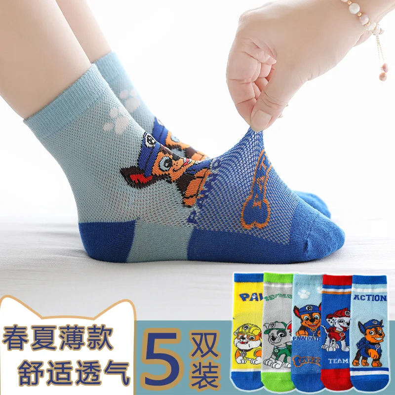 Paw Patrol Socks Summer Thin Cotton Mesh Socks Wholesale Cartoon Baby Girls Boys Socks Spring Summer Mid-tube Sock Kids Gift