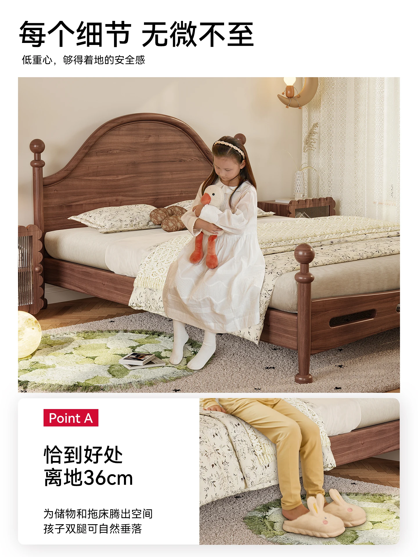 Beautiful bed French retro bed fat lucky bed girl princess new Chinese medium and ancient style all solid wood American