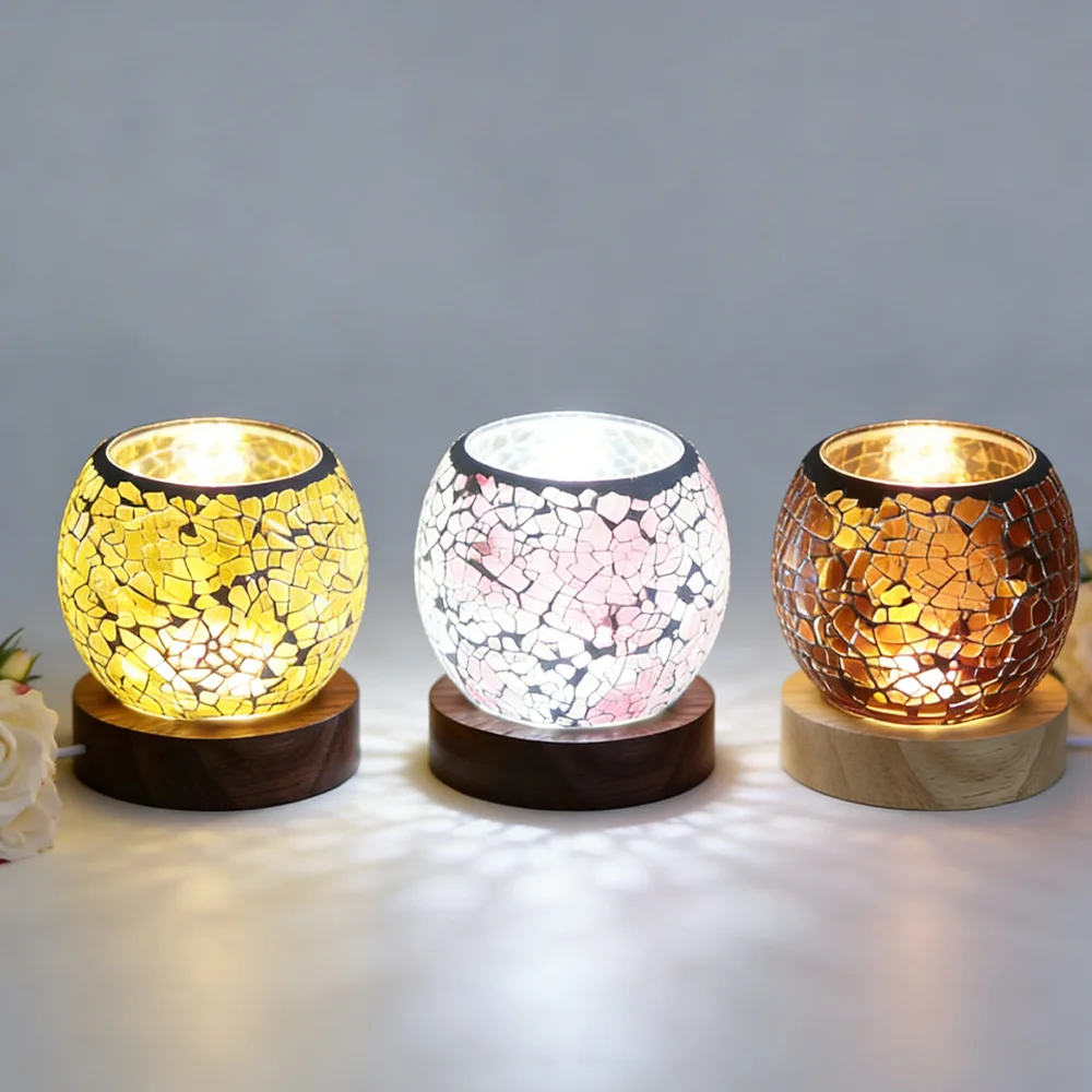 Mosaic Glass Candle Holder Moroccan Style DIY Candle Jar Rainbow Container Tea Light Home Desktop Decor