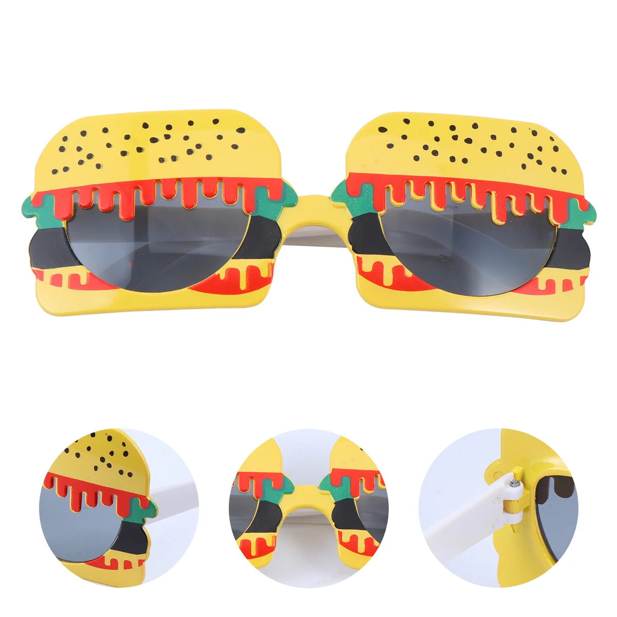 2 Pcs Hamburger Sunglasses Photo Props for Party Photobooth Eyeglass Frame Funny Tricky Toy Cartoon Distinctive Shades