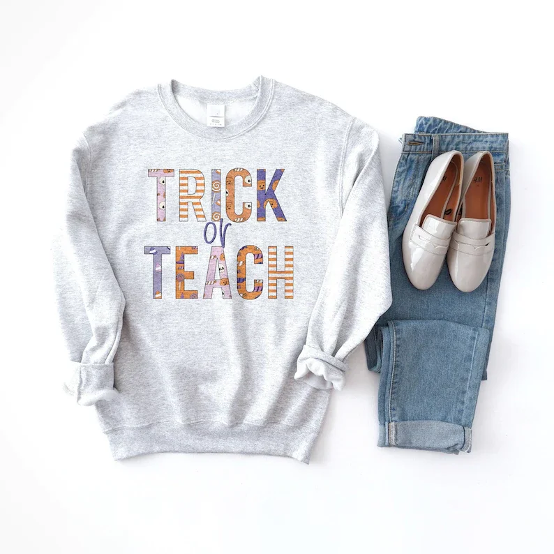 Teacher Halloween Sweatshirt Classroom Party Cute Halloween Costume Unisex Crewneck Sweatshirt Cotton harajuku y2k Drop Shipping