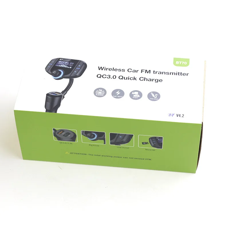 

Bt70 Dual USB Qc3.0 Wireless Mp3 Player Charger Adapter Fm Transmitter Car Radio Bluetooth Kit Hands-Free Bt Tuner