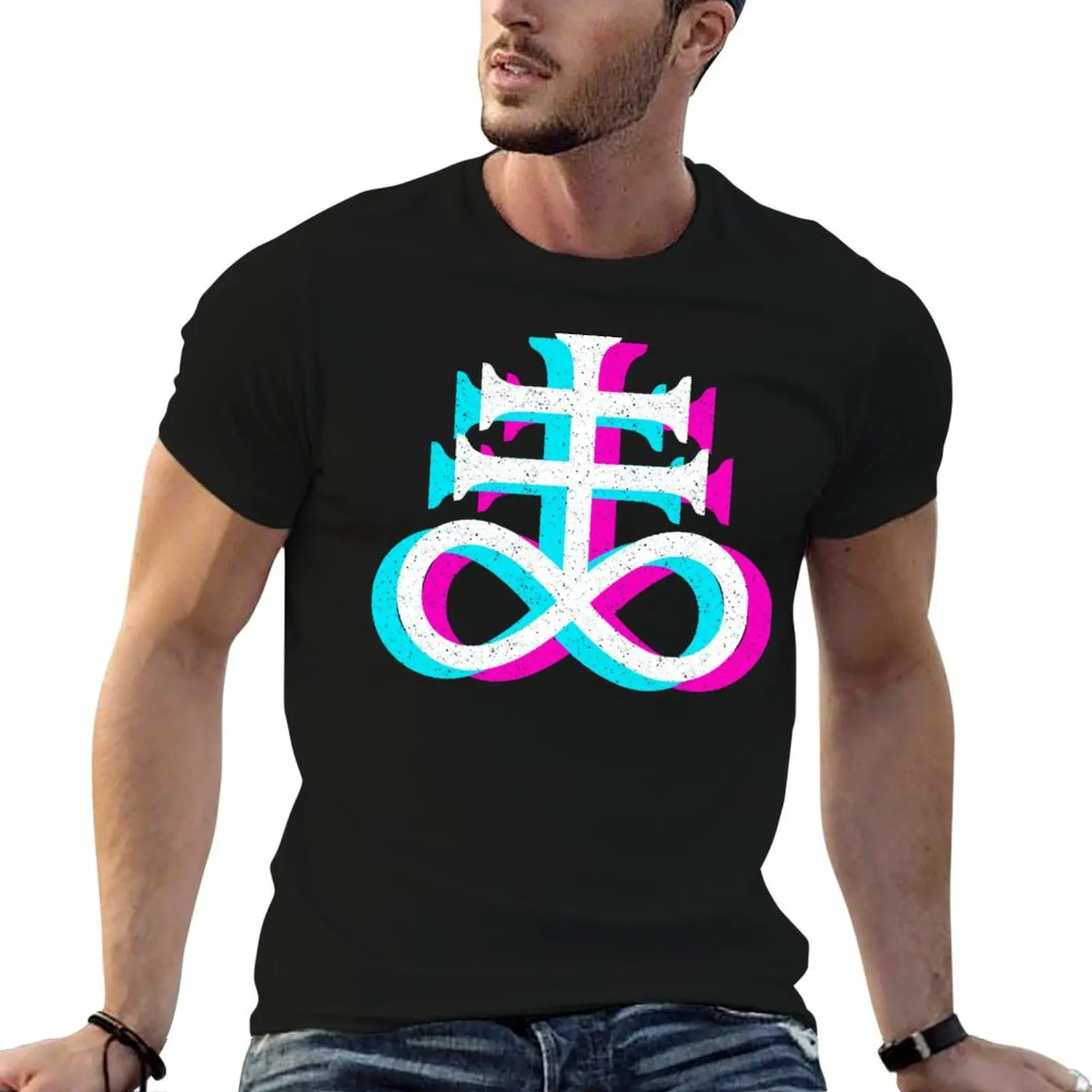 

- t shirts T-Shirt prints with CROSS shirt SATANISM man t heavy OCCULT LEVIATHAN THE AND cotton
