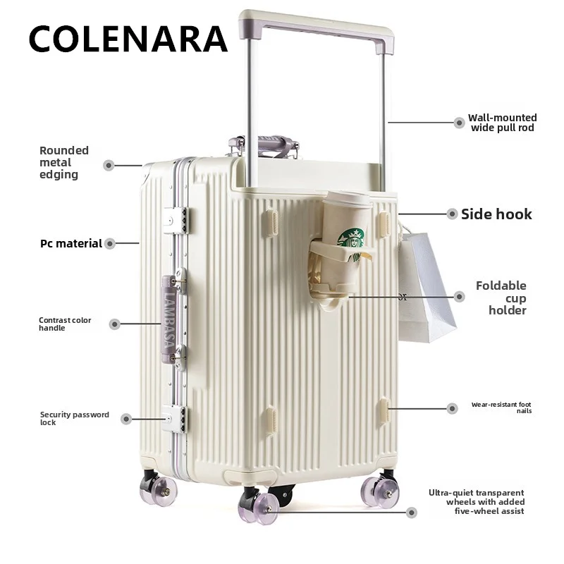 

COLENARA Women's Luggage Large-capacity Luggage 20 Inches Boarding Box 24"26"28" Men's Password Box Aluminum Frame Suitcase