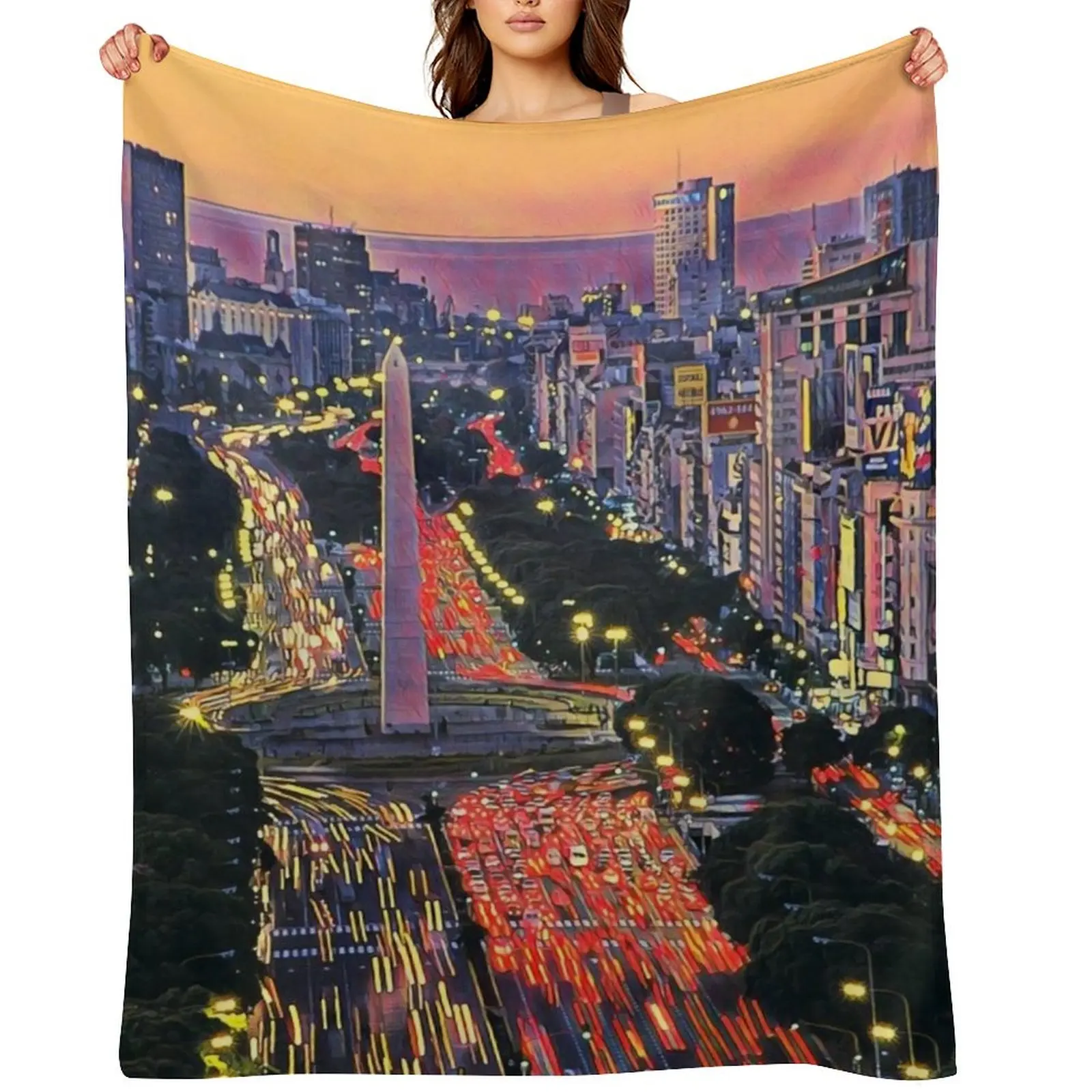 

Buenos Aires at Night Throw Blanket Baby Decorative Sofa Vintage Decorative Beds Blankets