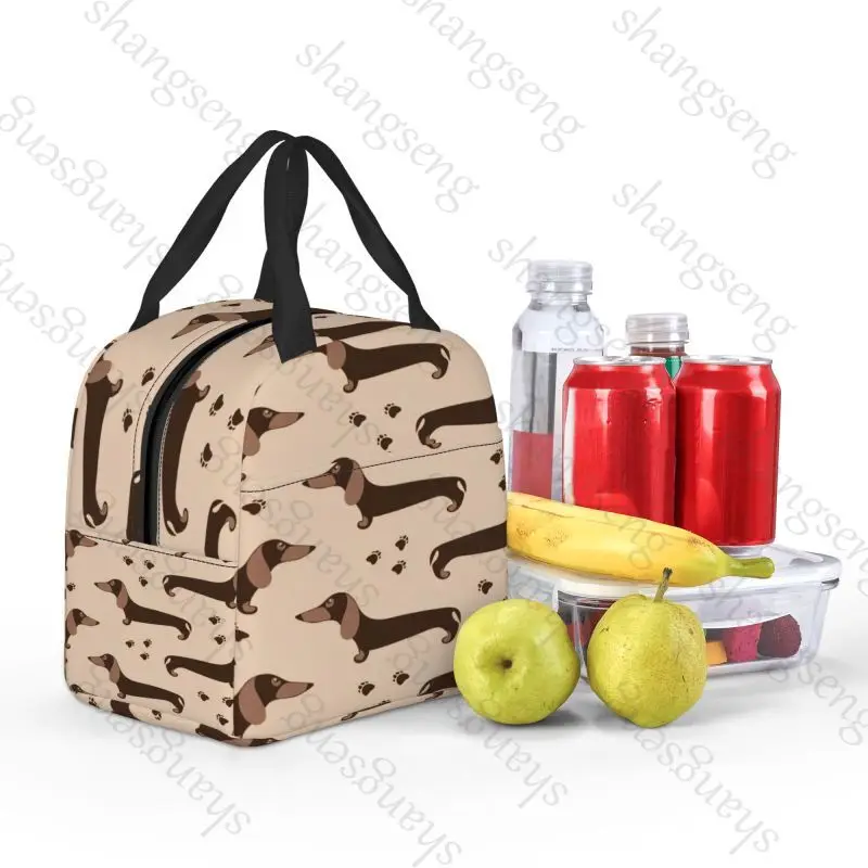 Dachshund cartoon dog Insulated Thermal Bag Lunch bag Foods Drink Storage Leakproof Picnic Camping Bags Box beach