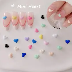 100PCS Minimalist Mini Heart Resin Nail Charms 3D Solid Color Peach Heart Nail Art Decorations for DIY Hairpin Earring Nails