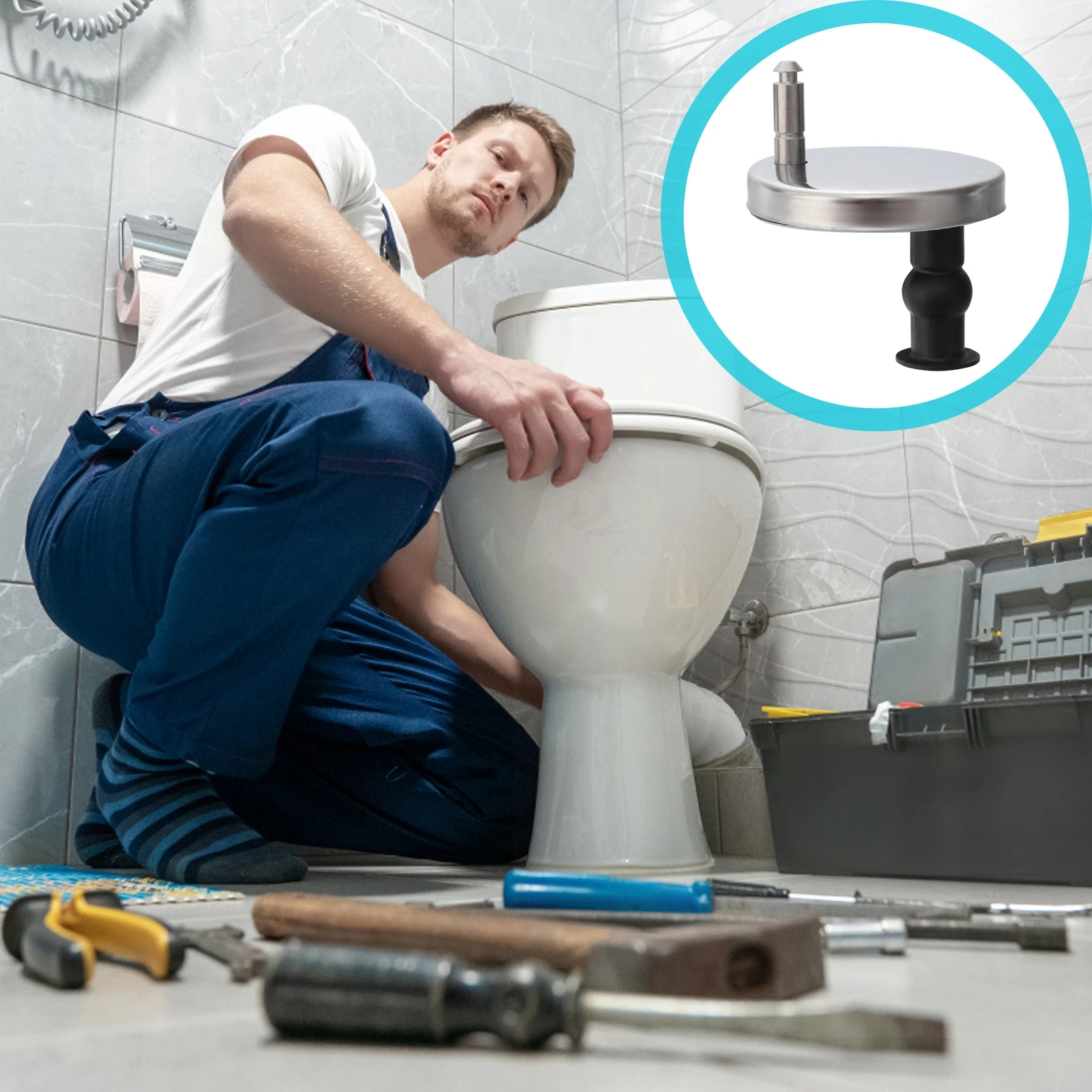 

2Pcs Toilet Seat Fixing Stainless Steel Rubber Blind Hole Fittings Pack Easy Replace Fixing for Standard Hinges Back to Wall