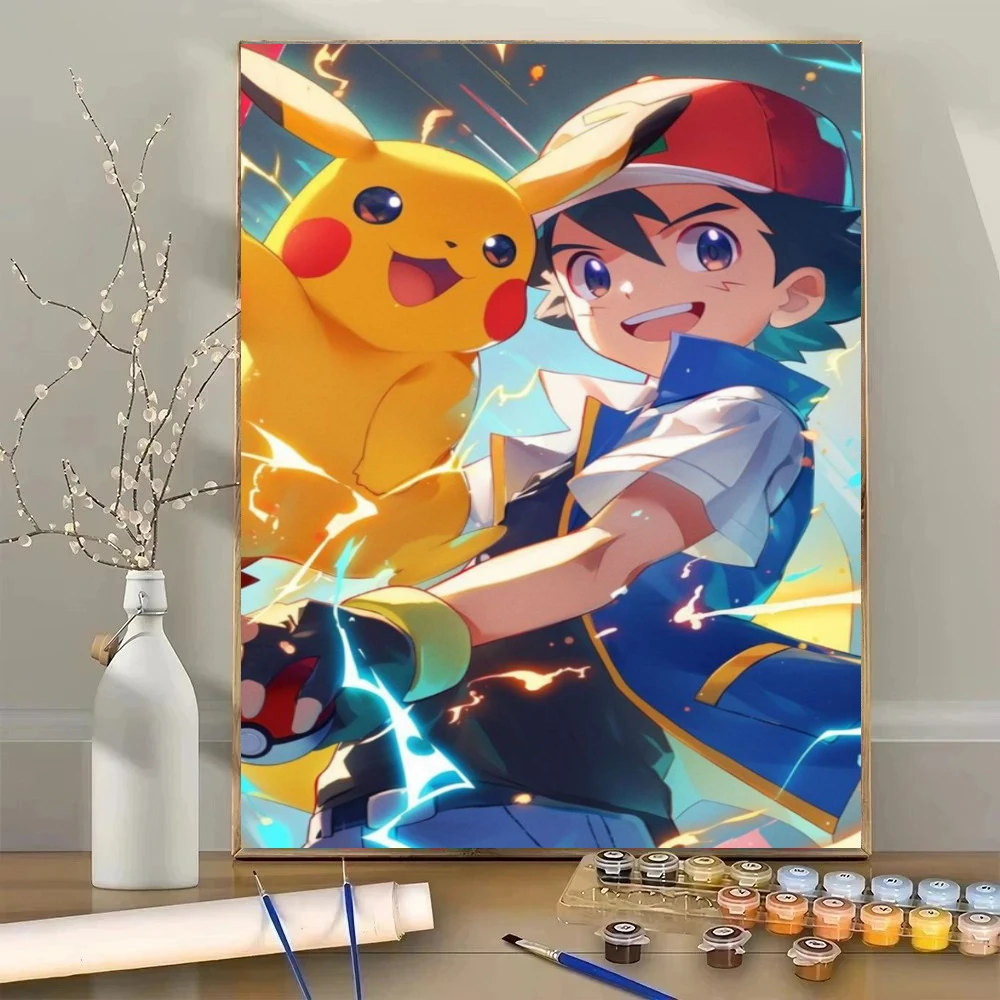 

1 шт. безрамная цифровая картина маслом DIY с изображением Покемонов, декор для дома, цифровая живопись, подарки ручной работы