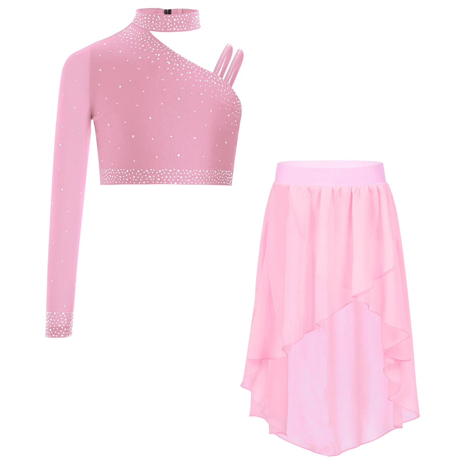 여자 스케이트 드레스 반짝 이는 스팽글 재즈 댄스 복장 어린이 레이브 파티 리듬 체조 의상 무대 공연 댄스웨어