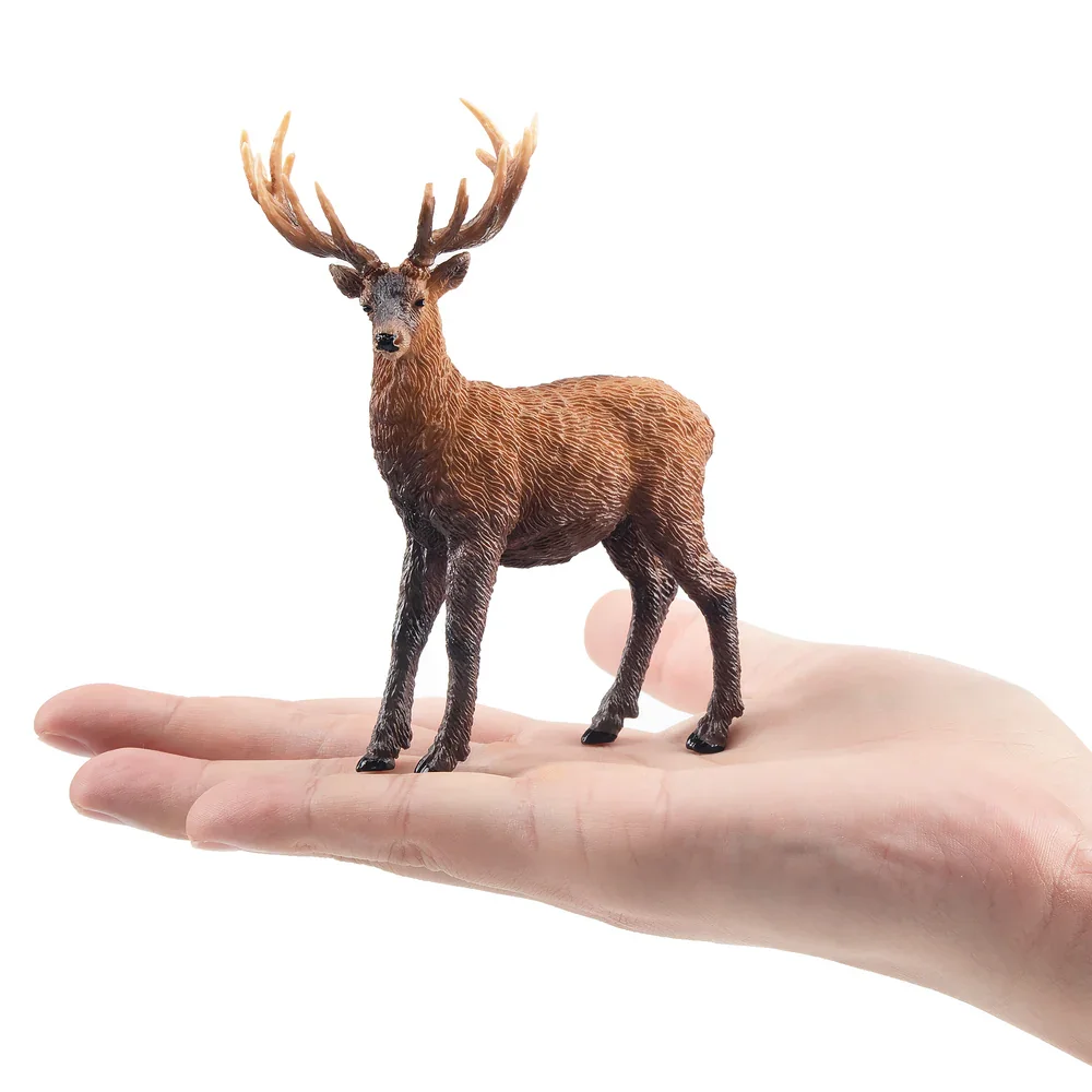 Toymany Simulation Wapiti Wildlife Animal Model Toy Mini Figures Dolls Action Figurines Toys for Children Gift Cake Decoration