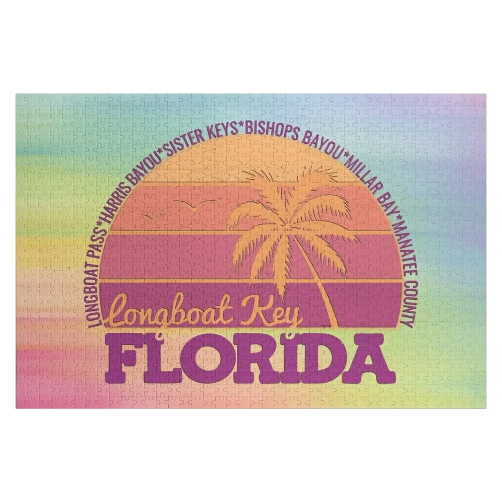 

Longboat Key Florida Sunset Retro Vintage Local Pride Logo Jigsaw Puzzle Works Of Art Game Children Picture Puzzle