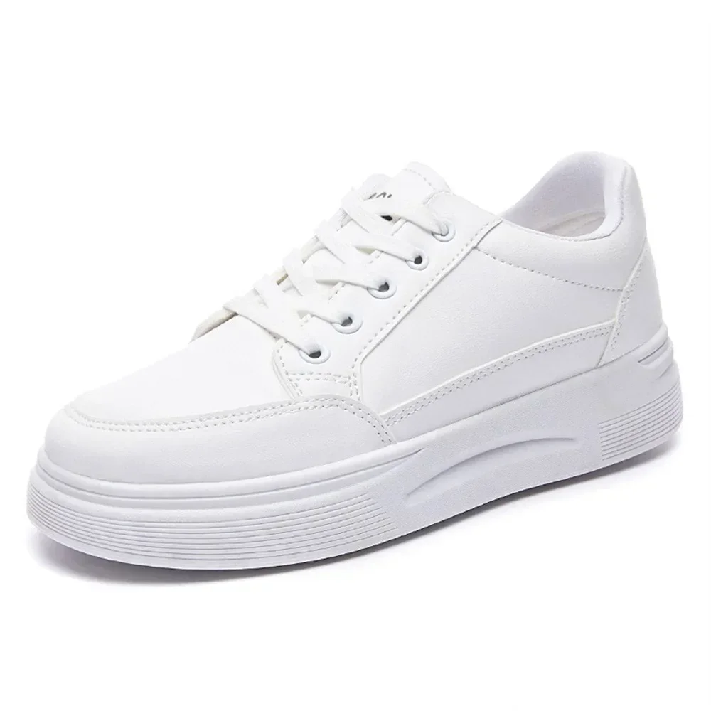 White Shoes Women's Spring New Women's Tennis Shoesstudent Round Toe High Heels Women's Shoes Sports and Casual Shoes