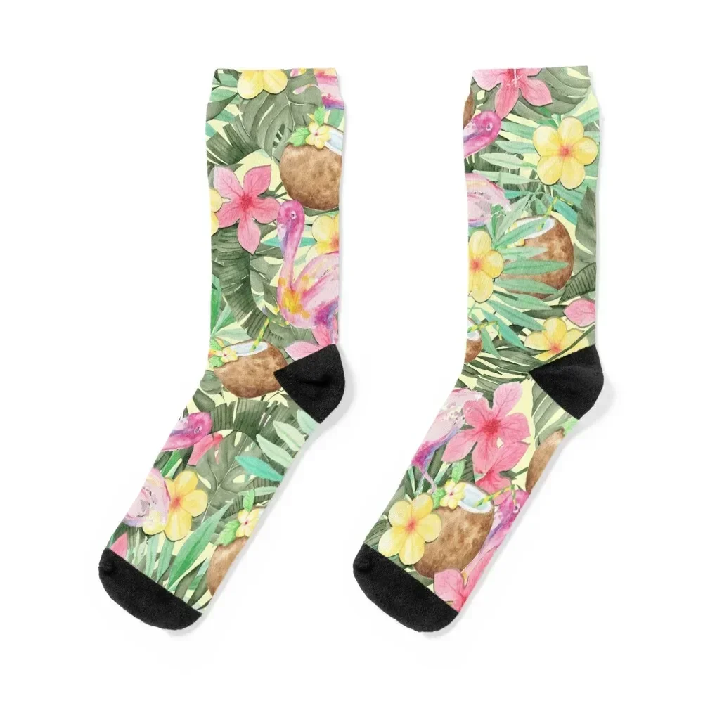 Tropical coconut pattern Socks christmas stocking sheer bright garter Woman Socks Men's