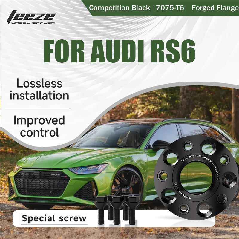 

Teeze 2/4pcs 5x112 66.6 M14 x 1.5 Hub Centric Black Forged wheel spacer For Audi RS6 Flange Plate 15/20/25/30/35mm