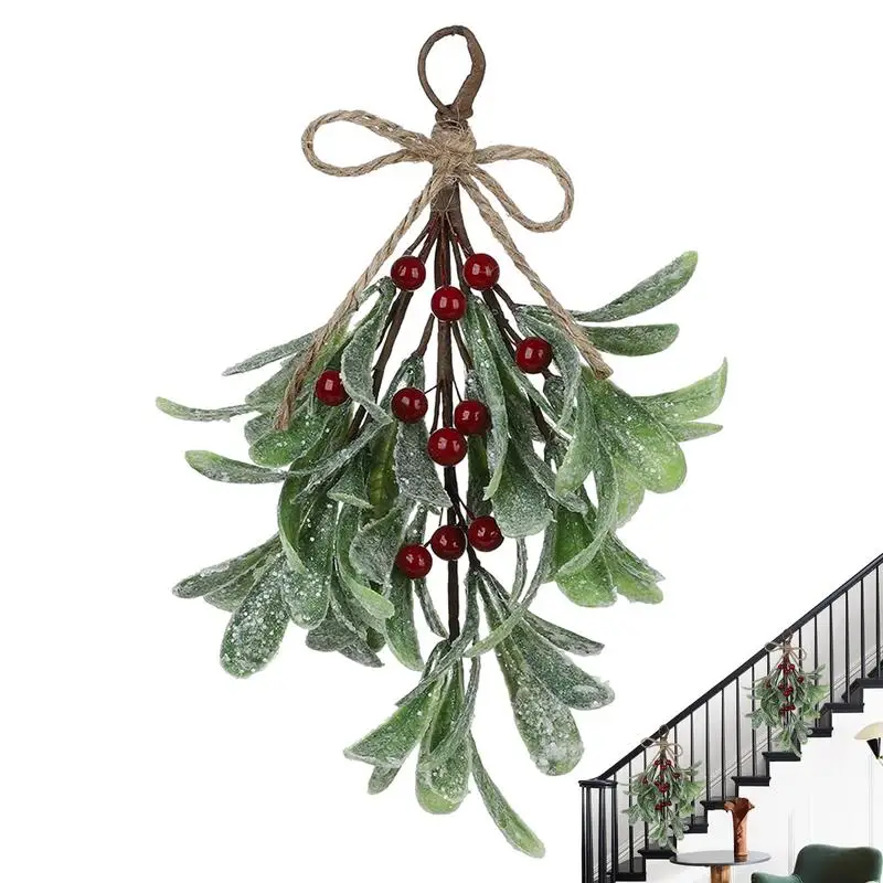 Simulated Mistletoe Branch Christmas Greenery Floral Stems Branches Festive Mistletoe Garland Durable Faux Branches